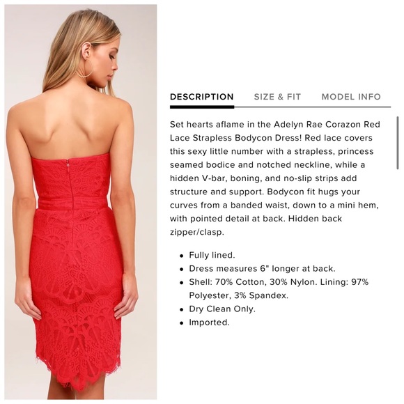 Adeyln Rae Lace Strapless Dress in Rose Pink - Picture 3 of 14